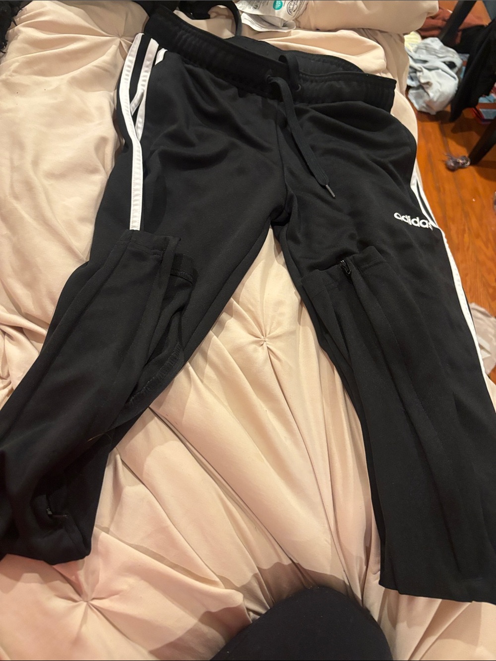 adidas Black Jogger Track Pants with White Side Stripes
